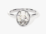 Bezel Oval Moissanite Engagement Ring (2.00 CT)