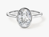 Bezel Oval Moissanite Engagement Ring (2.00 CT)