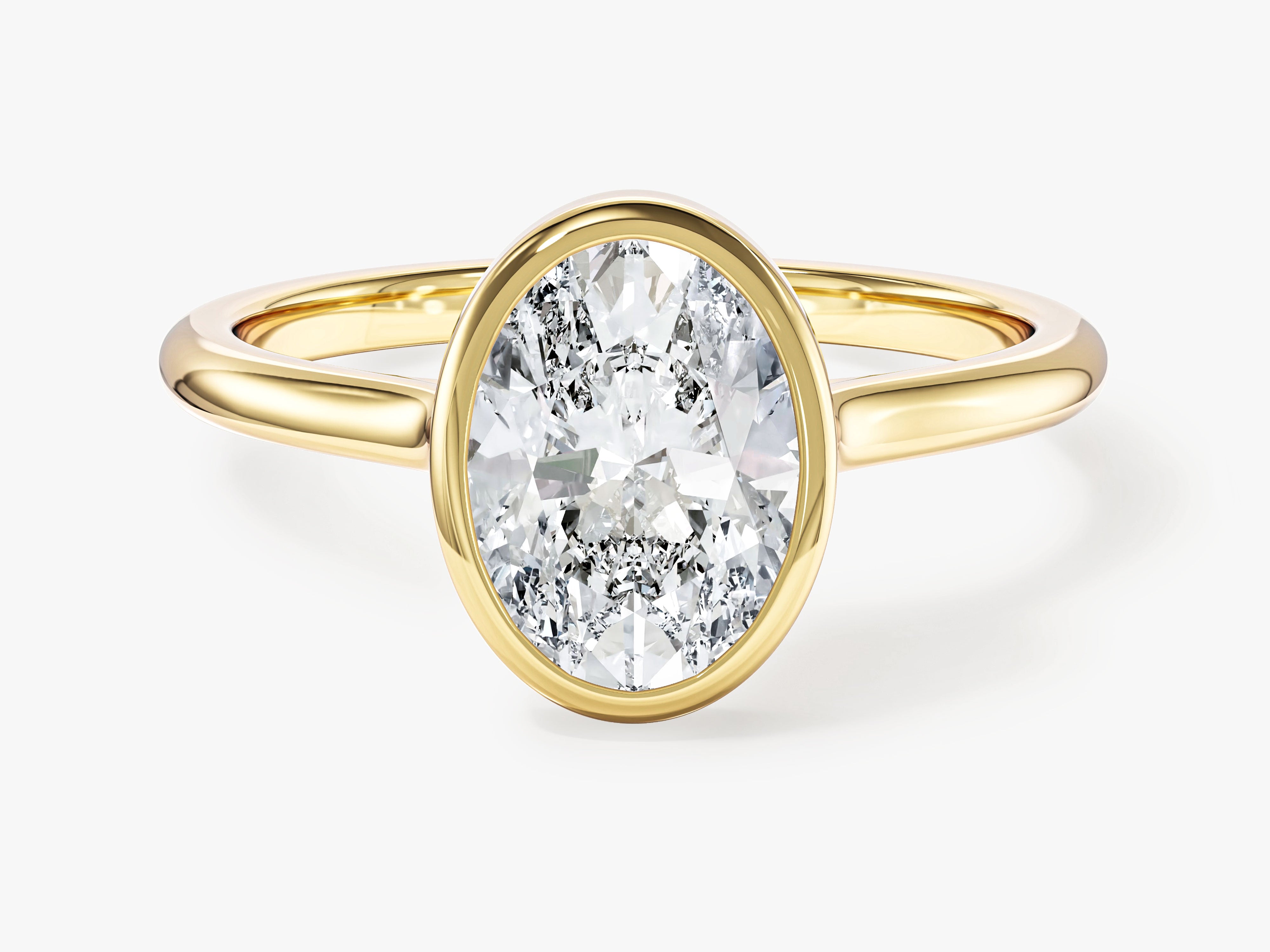 Bezel Oval Moissanite Engagement Ring (2.00 CT)
