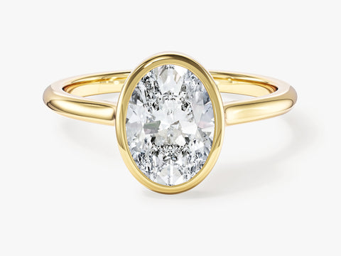 Bezel Oval Moissanite Engagement Ring (2.00 CT)