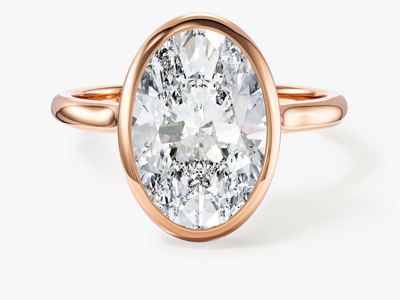 Bezel Oval Moissanite Engagement Ring (3.00 CT)