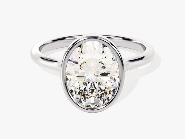 Bezel Oval Lab Grown Diamond Engagement Ring (3.00 CT)