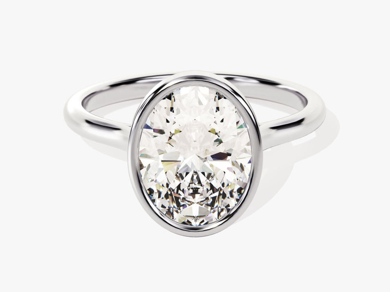 Bezel Oval Moissanite Engagement Ring (3.00 CT)