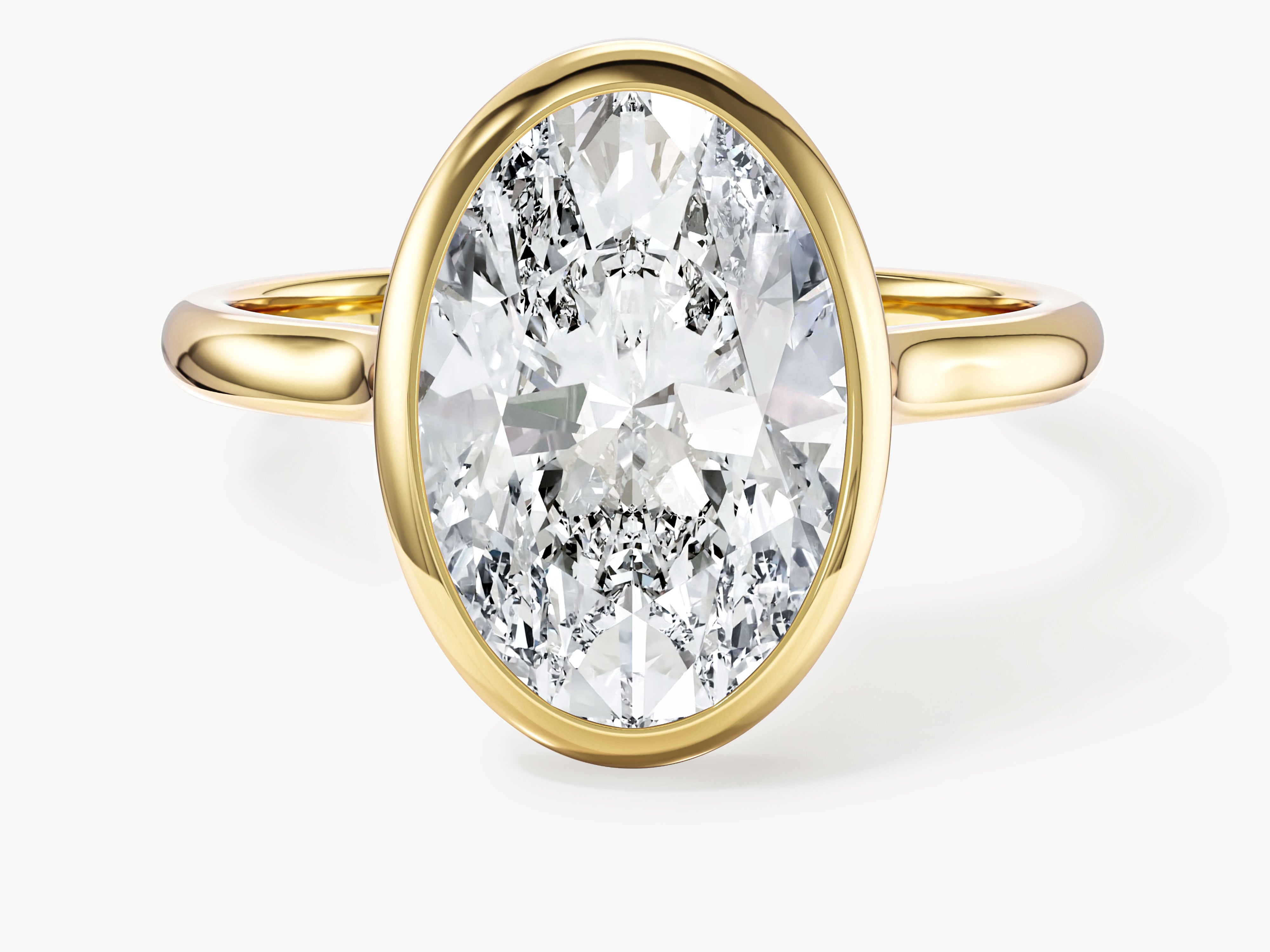 Bezel Oval Lab Grown Diamond Engagement Ring (3.00 CT)