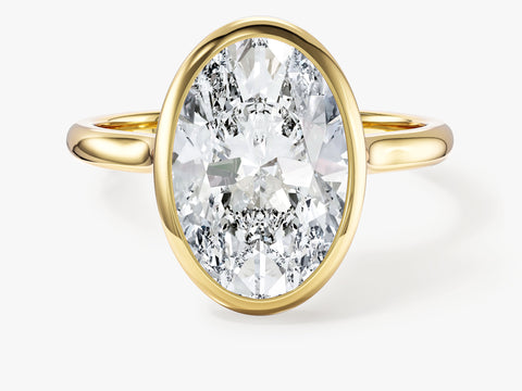 Bezel Oval Moissanite Engagement Ring (3.00 CT)