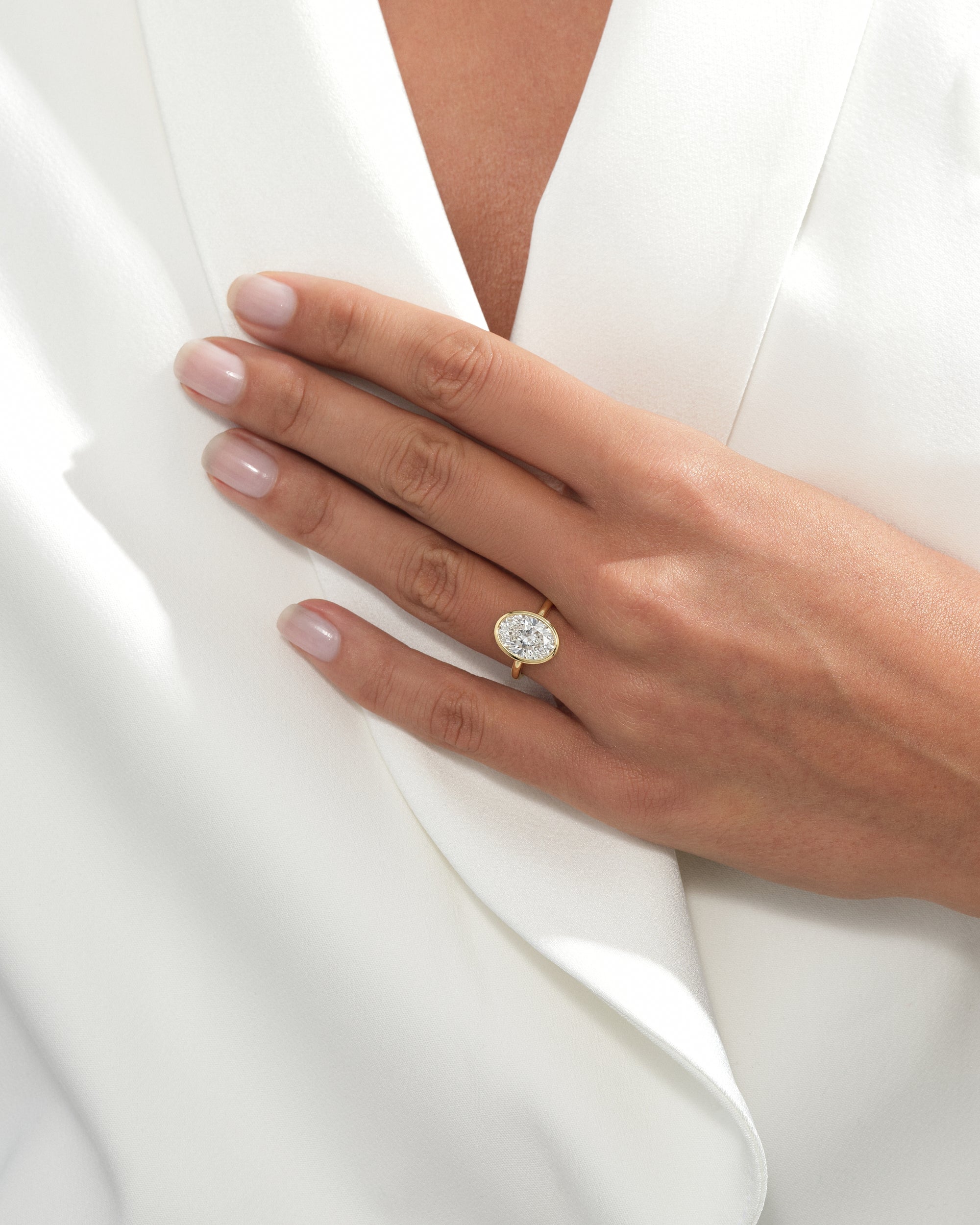 Bezel Oval Lab Grown Diamond Engagement Ring (3.00 CT)