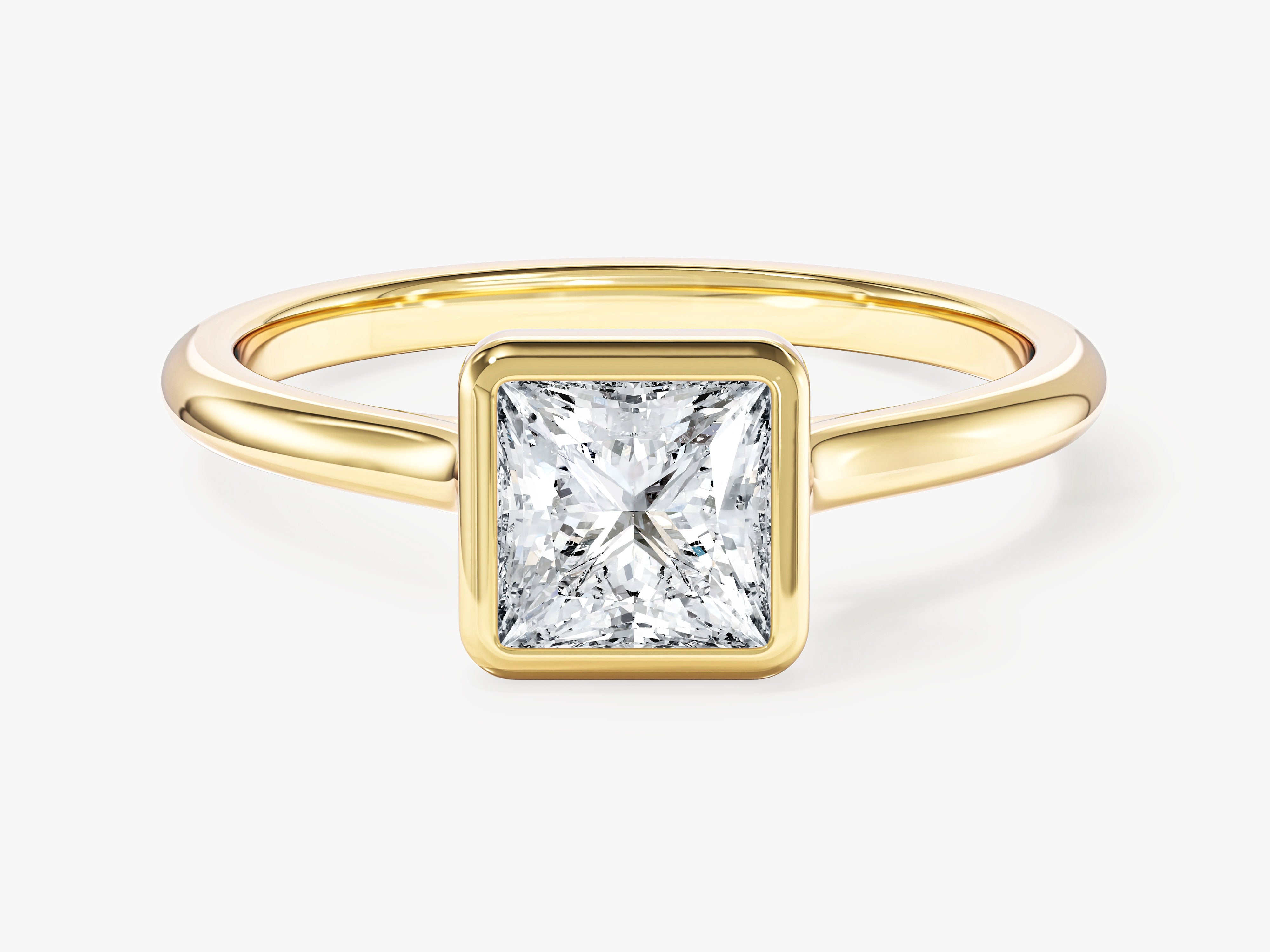 Bezel Princess Moissanite Engagement Ring (1.00 CT)