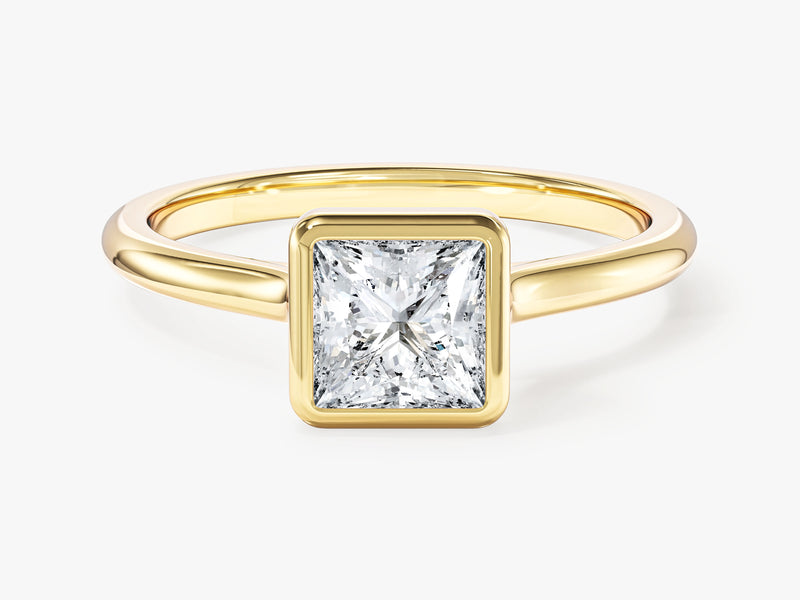 Bezel Princess Moissanite Engagement Ring (1.00 CT)