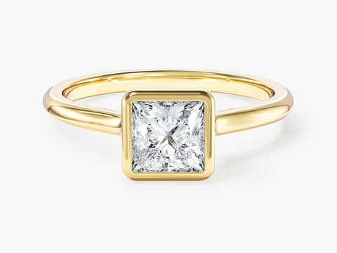 Bezel Princess Moissanite Engagement Ring (1.00 CT)