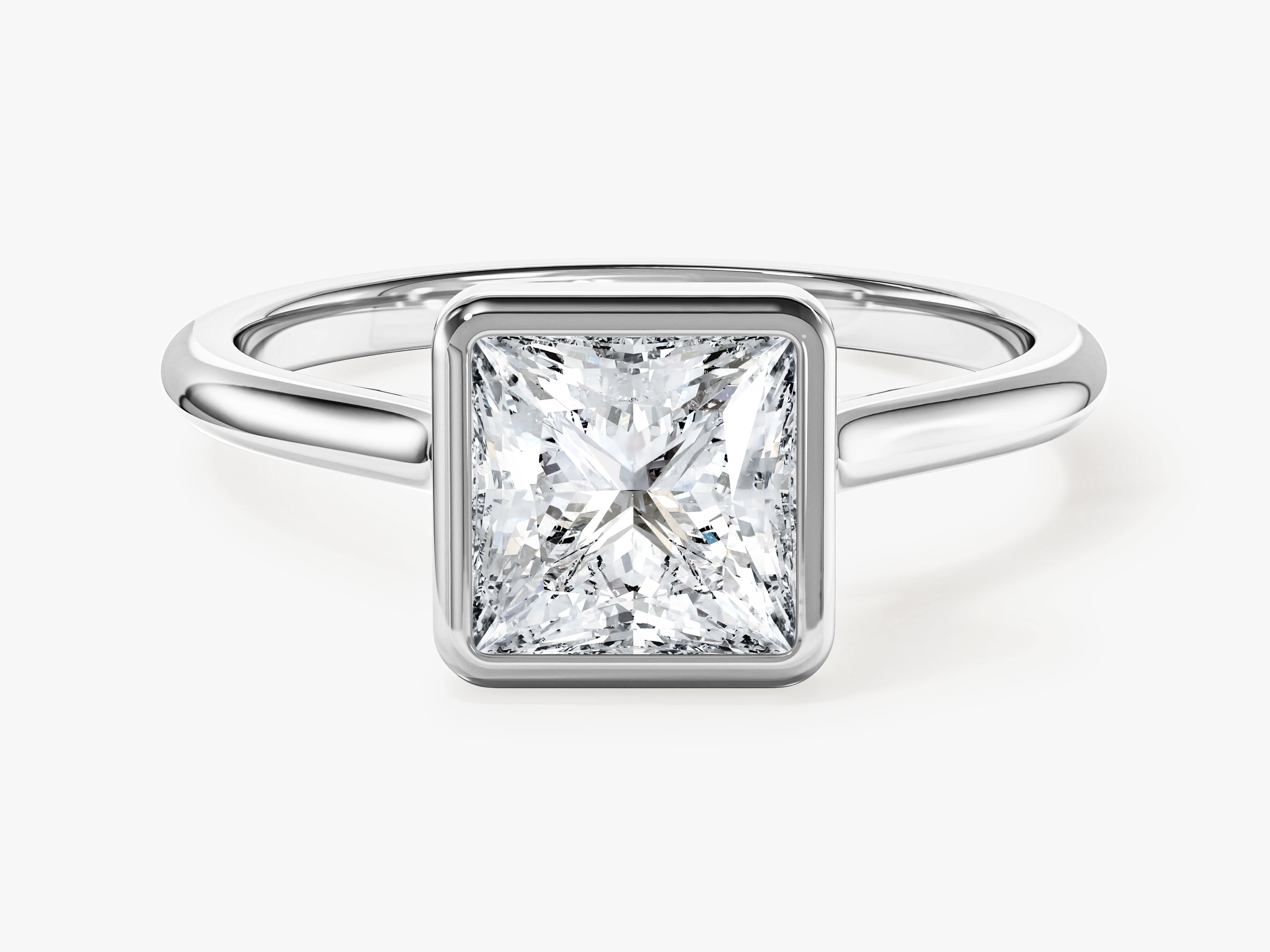 Bezel Princess Moissanite Engagement Ring (1.50 CT)
