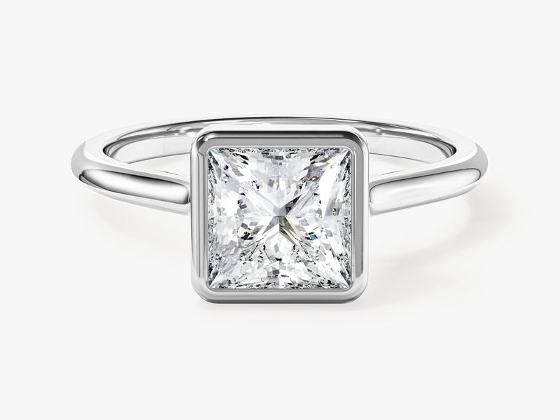 Bezel Princess Moissanite Engagement Ring (1.50 CT)