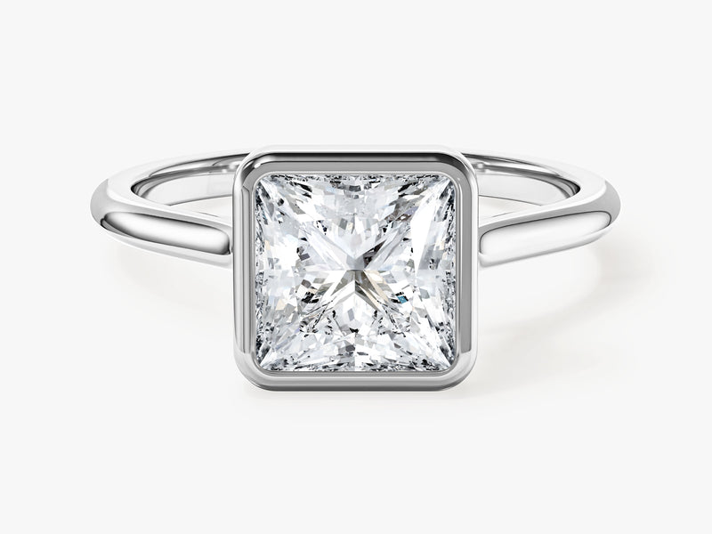 Bezel Princess Moissanite Engagement Ring (2.00 CT)