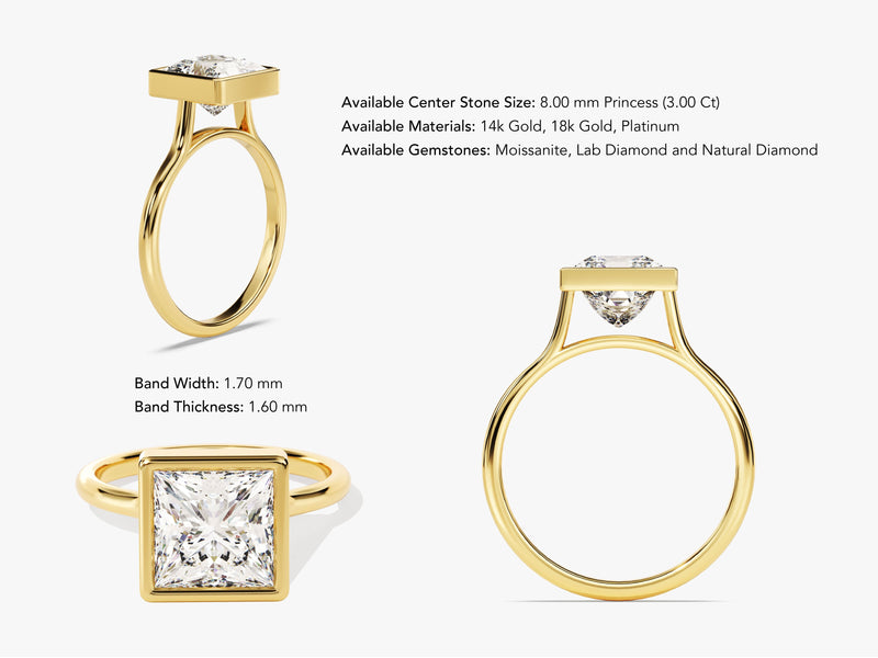 Bezel Princess Diamond Engagement Ring (3.00 CT)