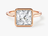 Bezel Princess Lab Grown Diamond Engagement Ring (3.00 CT)
