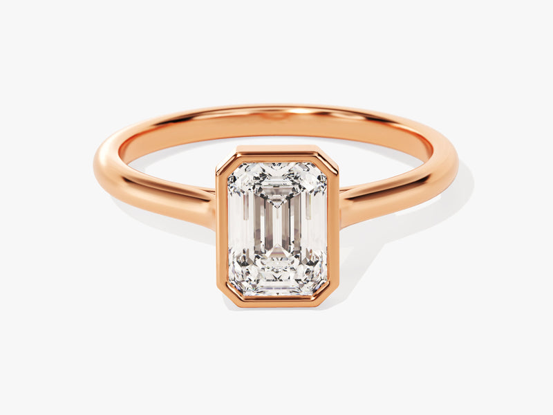 Bezel Emerald Diamond Engagement Ring (1.00 CT)