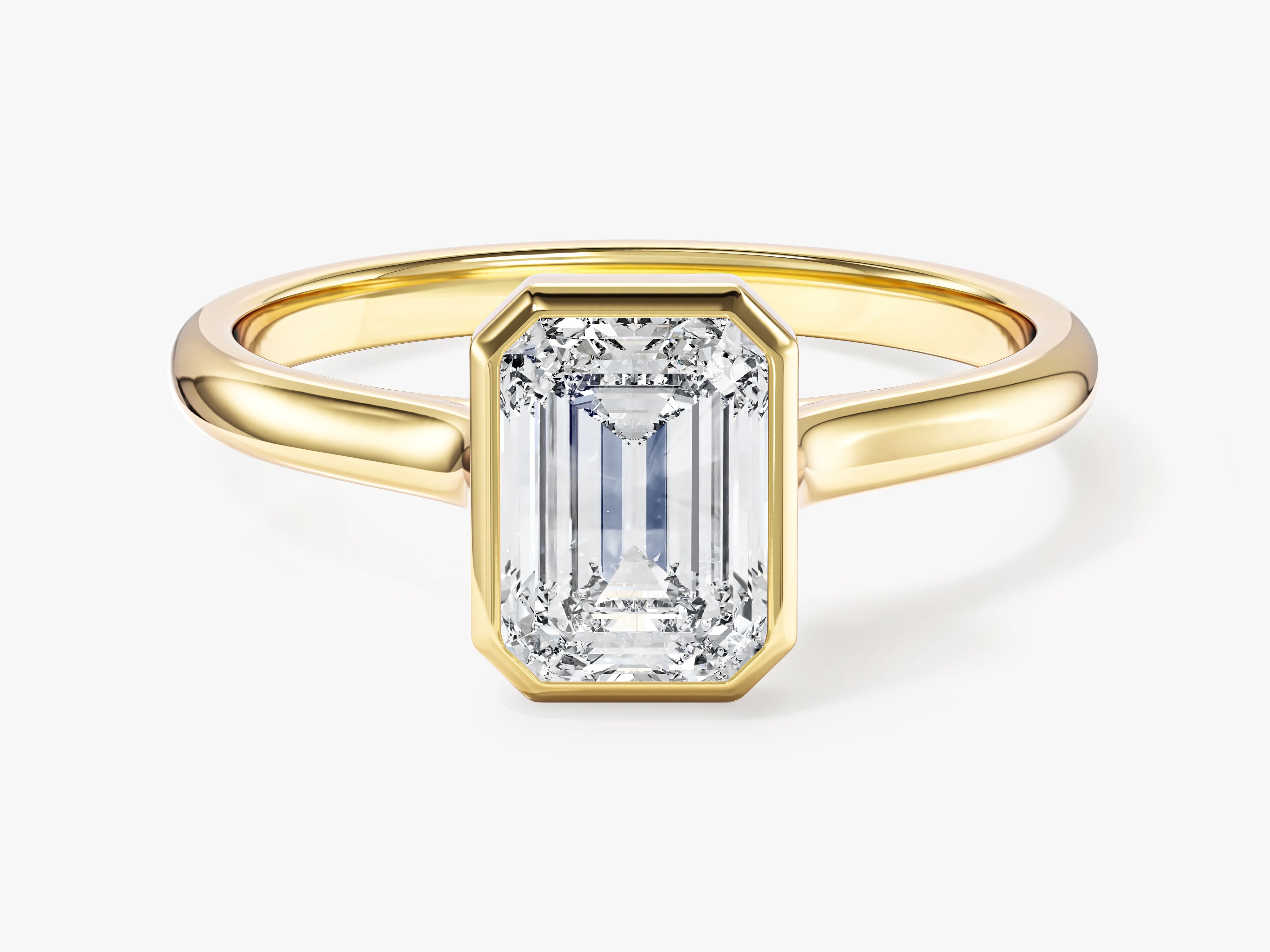 Bezel Emerald Moissanite Engagement Ring (1.00 CT)