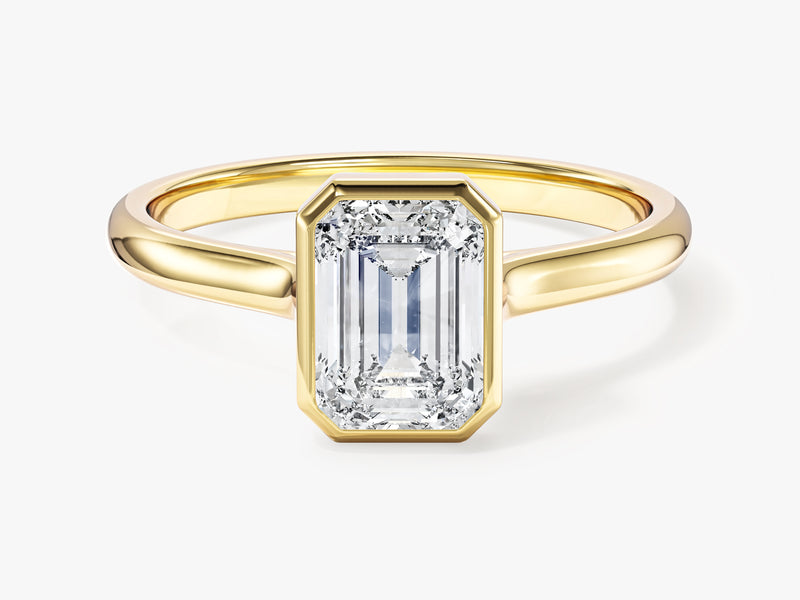Bezel Emerald Moissanite Engagement Ring (1.00 CT)