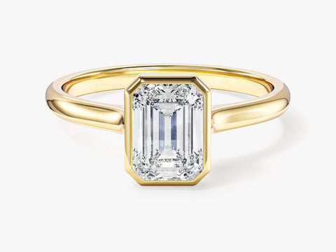Bezel Emerald Moissanite Engagement Ring (1.00 CT)