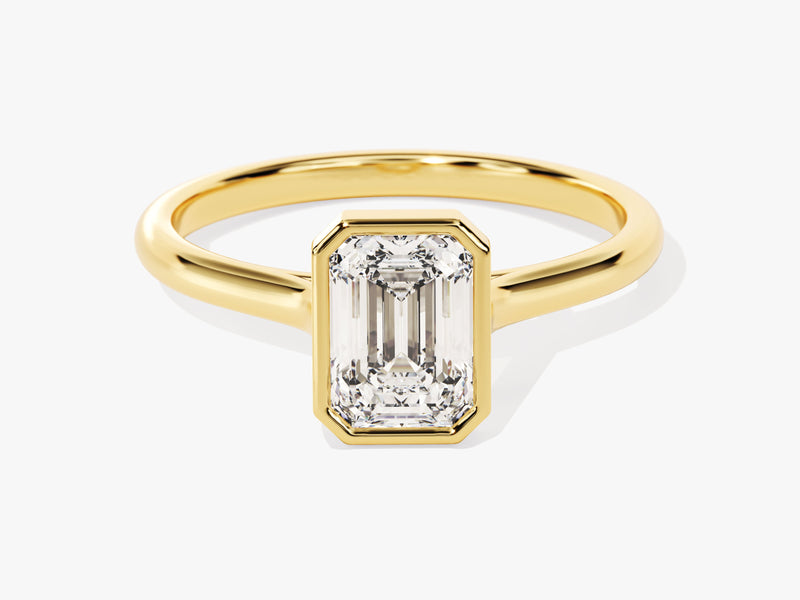 Bezel Emerald Moissanite Engagement Ring (1.00 CT)