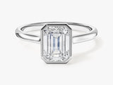 Bezel Emerald Moissanite Engagement Ring (1.50 CT)