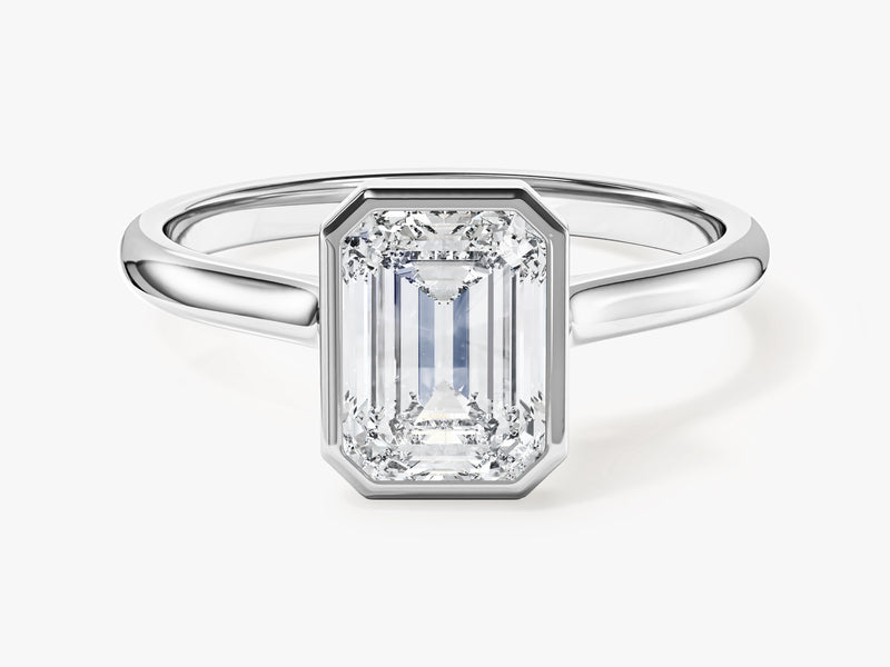 Bezel Emerald Moissanite Engagement Ring (1.50 CT)