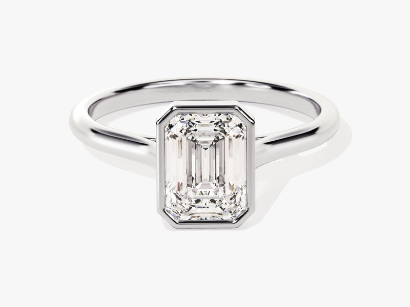 Bezel Emerald Moissanite Engagement Ring (1.50 CT)