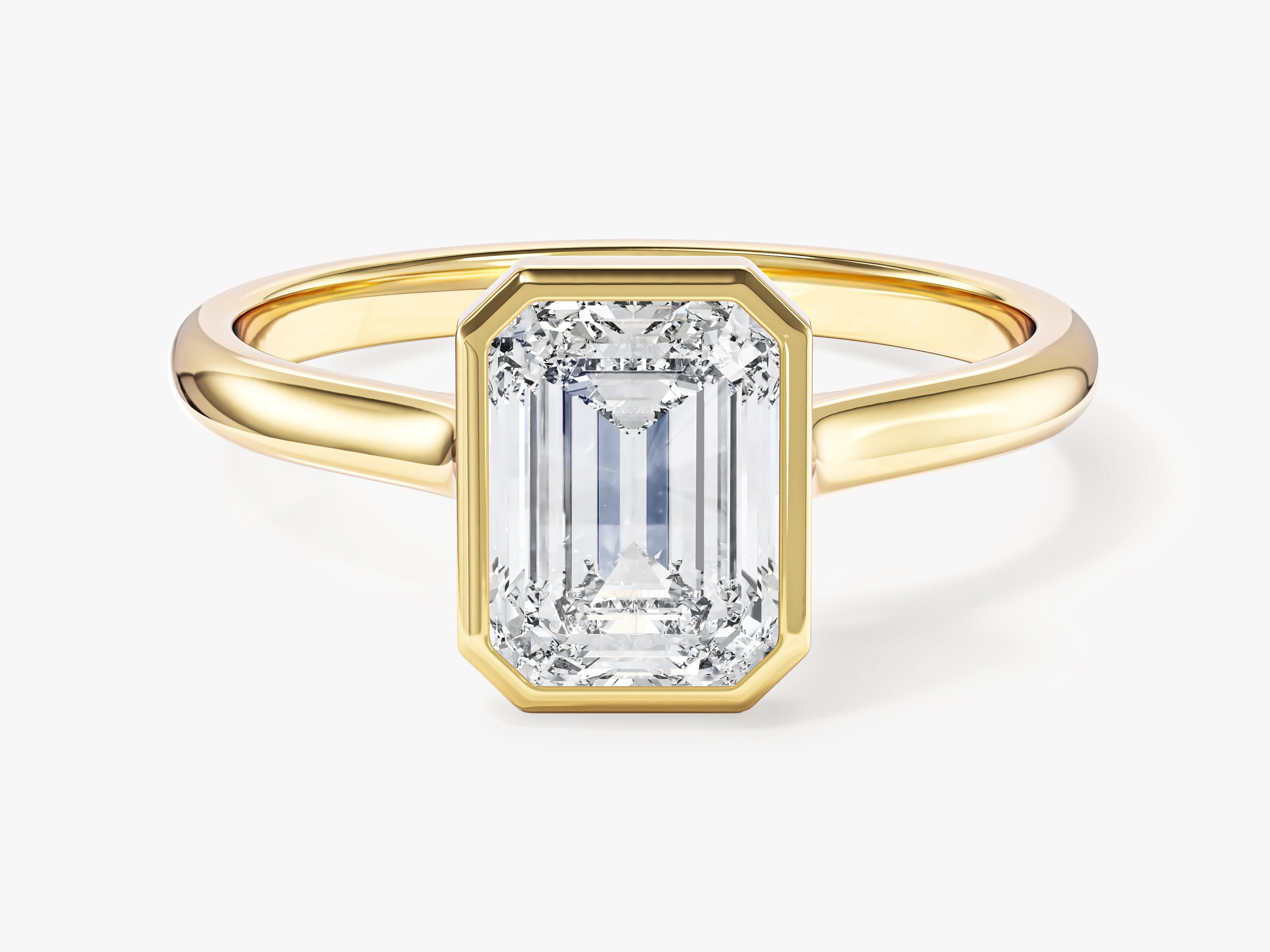 Bezel Emerald Moissanite Engagement Ring (1.50 CT)