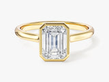 Bezel Emerald Moissanite Engagement Ring (1.50 CT)