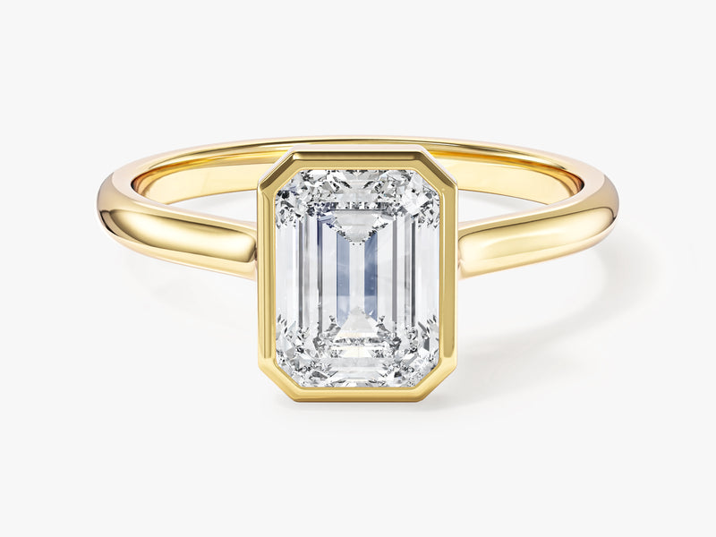 Bezel Emerald Moissanite Engagement Ring (1.50 CT)