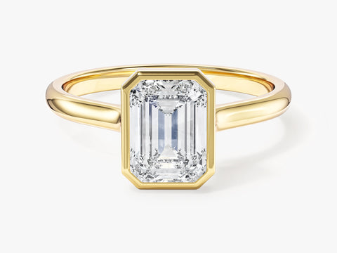 Bezel Emerald Moissanite Engagement Ring (1.50 CT)