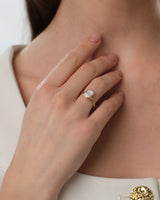 Bezel Emerald Moissanite Engagement Ring (1.50 CT)