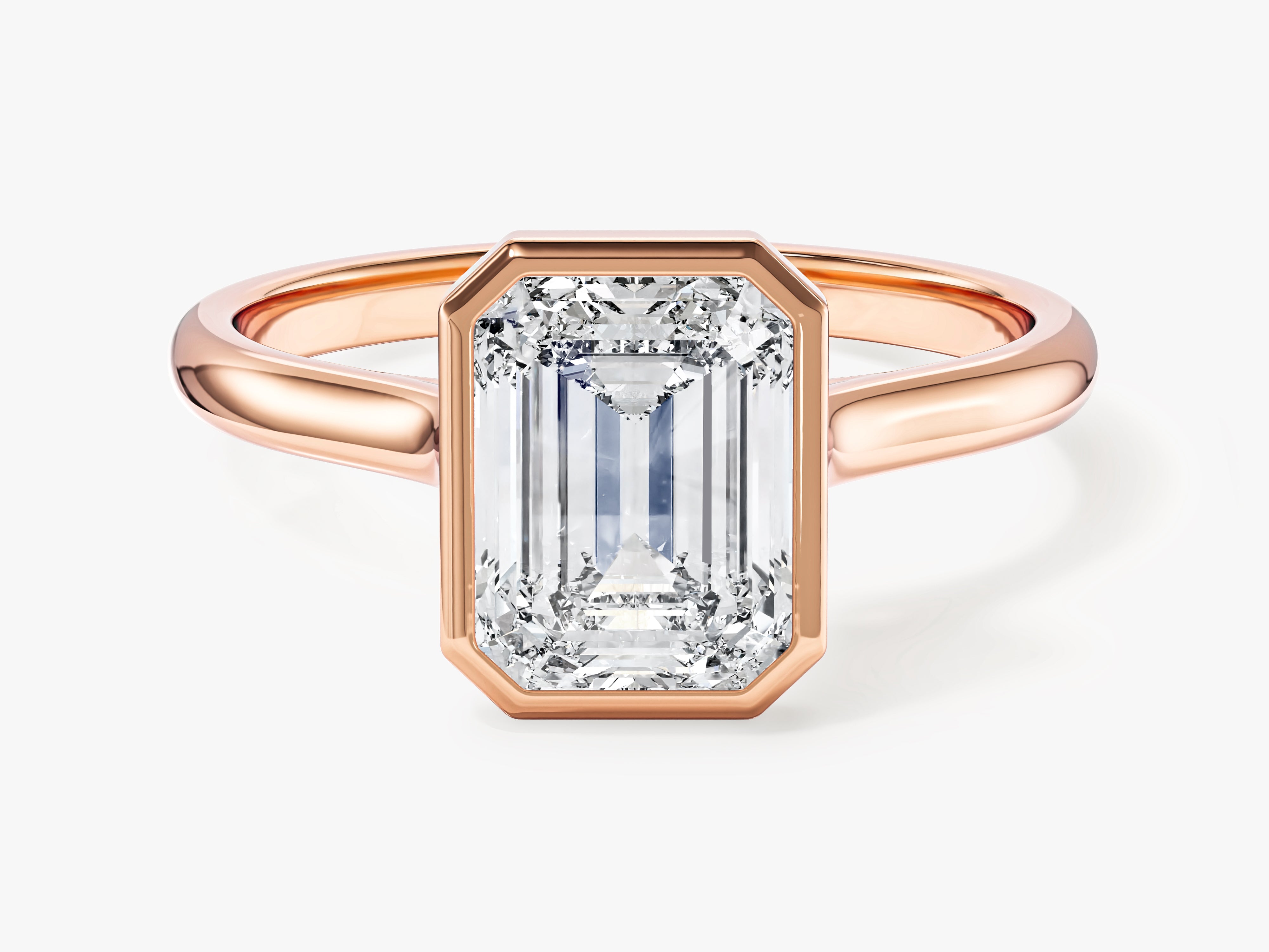 Bezel Emerald Moissanite Engagement Ring (2.00 CT)