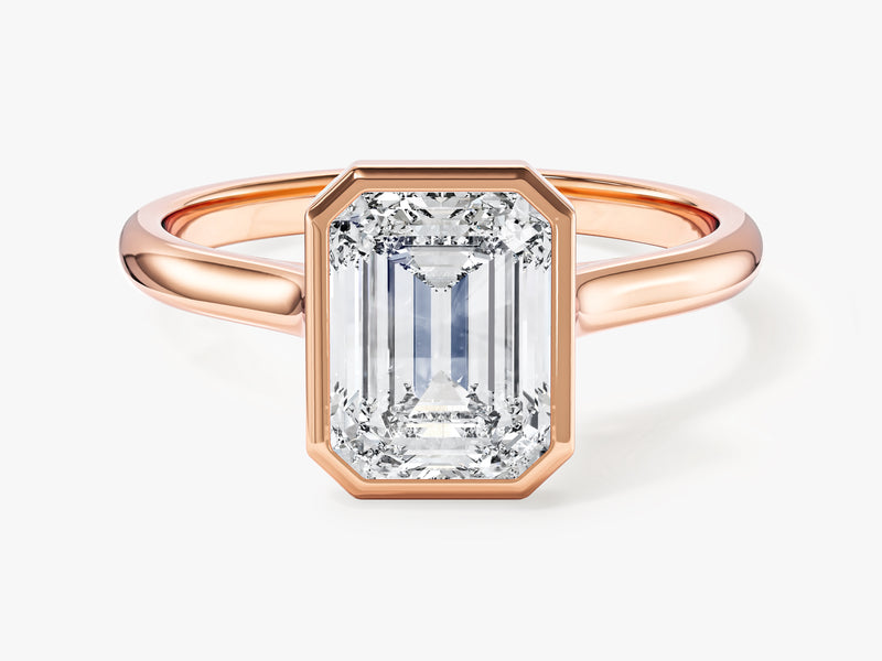 Bezel Emerald Moissanite Engagement Ring (2.00 CT)