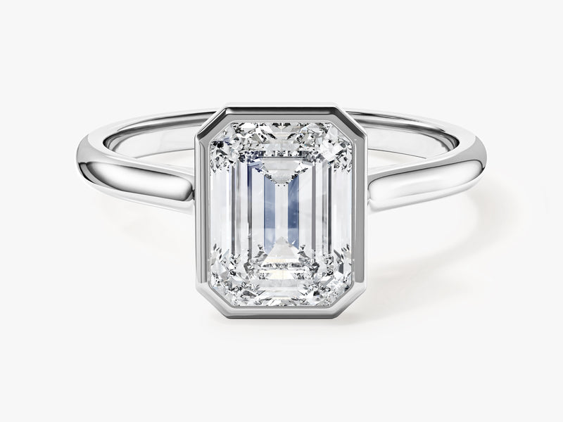 Bezel Emerald Moissanite Engagement Ring (2.00 CT)