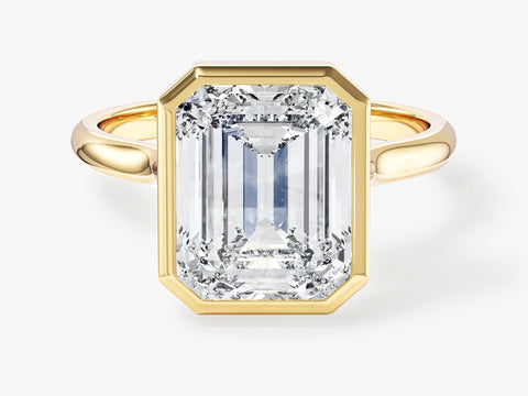 Bezel Emerald Moissanite Engagement Ring (3.00 CT)