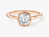 Bezel Cushion Lab Grown Diamond Engagement Ring (1.00 CT)
