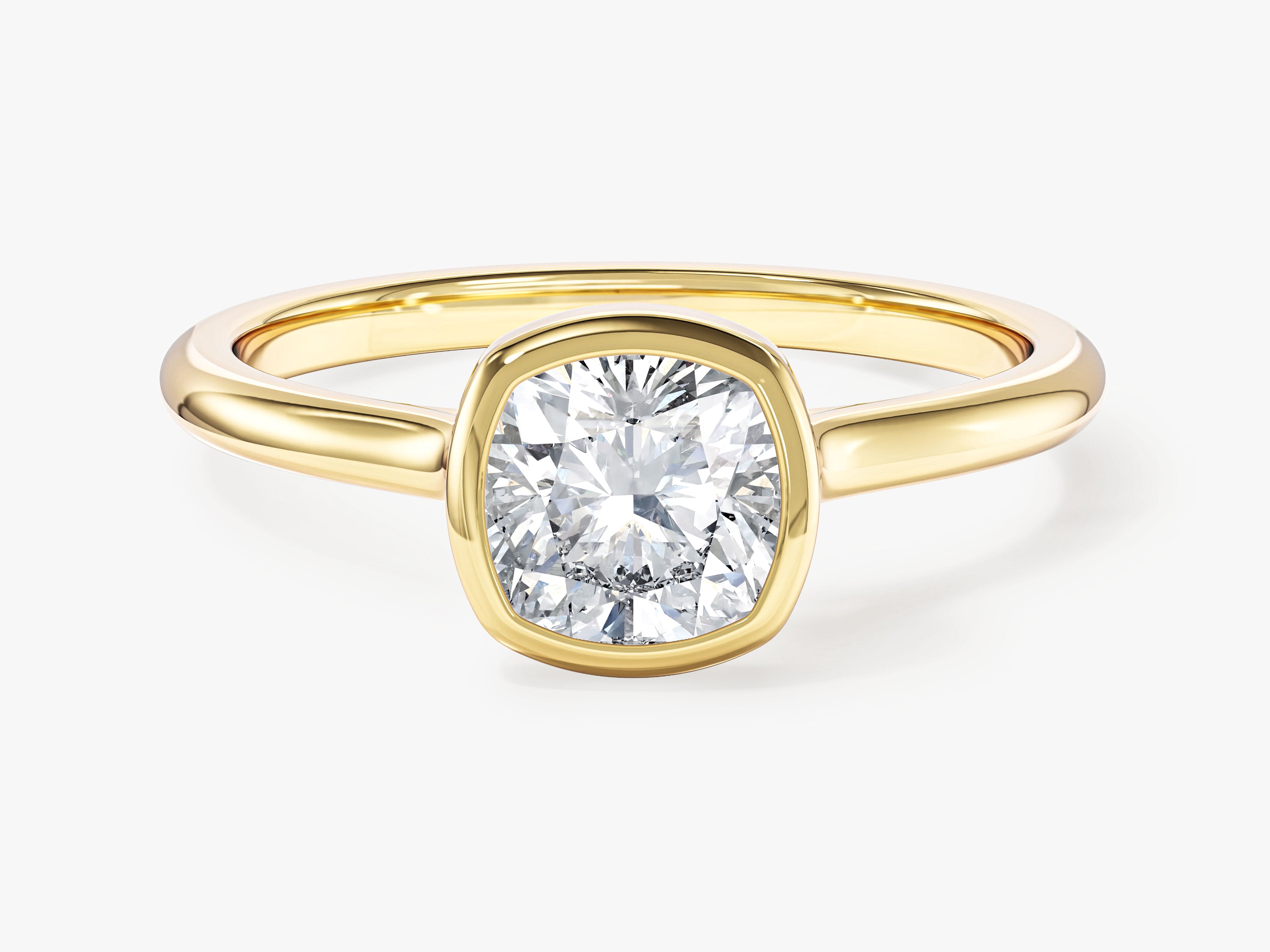 Bezel Cushion Moissanite Engagement Ring (1.00 CT)