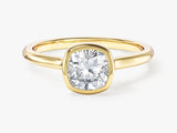 Bezel Cushion Lab Grown Diamond Engagement Ring (1.00 CT)