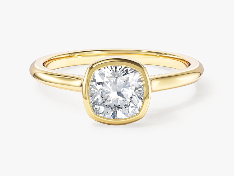 Bezel Cushion Moissanite Engagement Ring (1.00 CT)