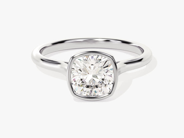 Bezel Cushion Lab Grown Diamond Engagement Ring (1.50 CT)