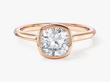 Bezel Cushion Lab Grown Diamond Engagement Ring (1.50 CT)