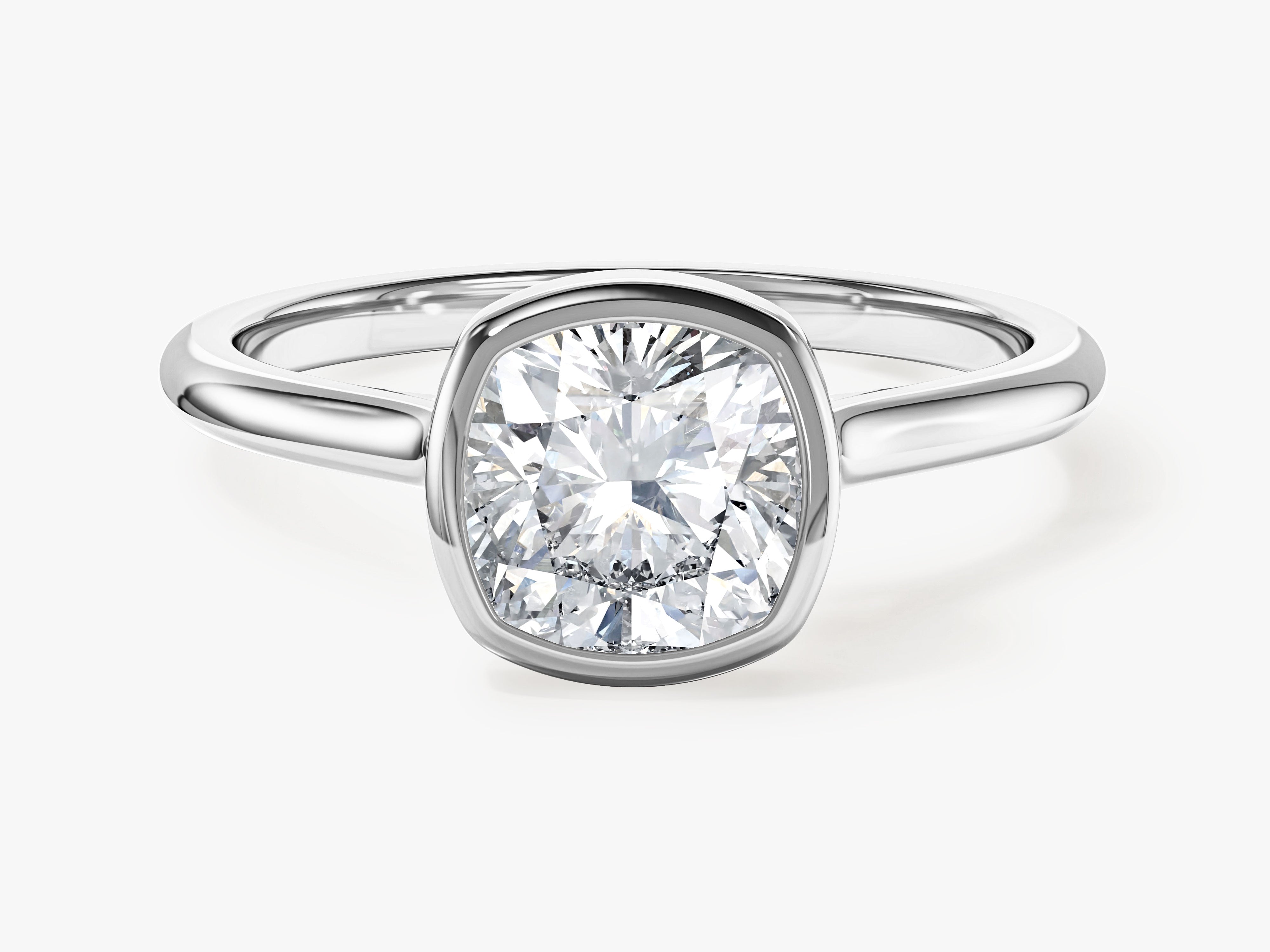Bezel Cushion Moissanite Engagement Ring (1.50 CT)
