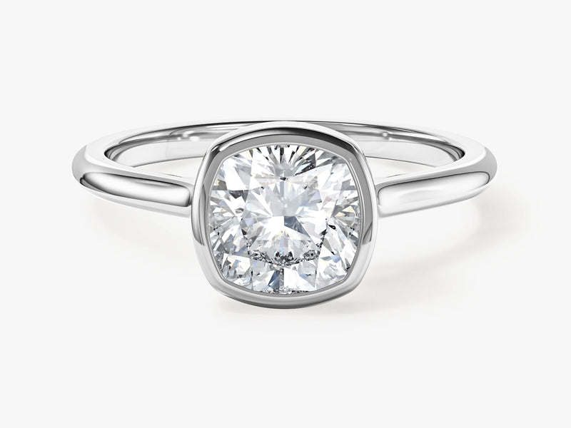 Bezel Cushion Moissanite Engagement Ring (1.50 CT)
