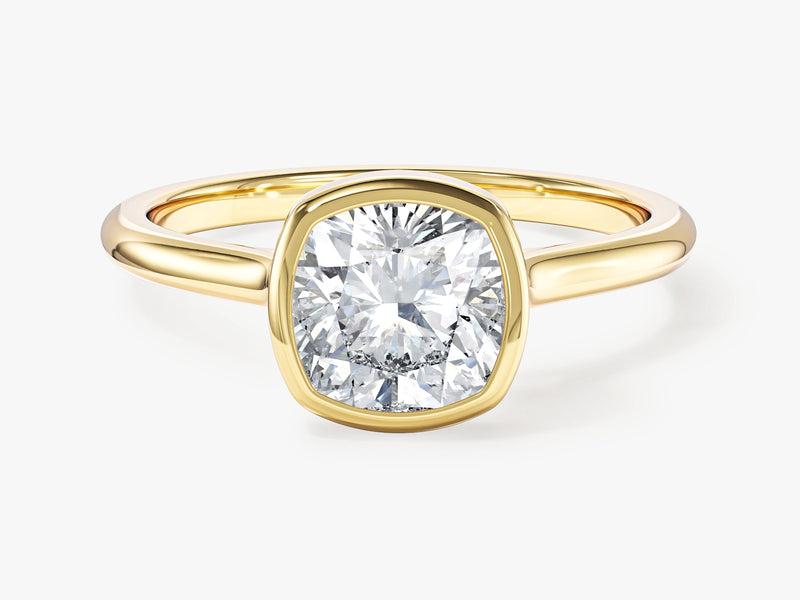 Bezel Cushion Moissanite Engagement Ring (1.50 CT)