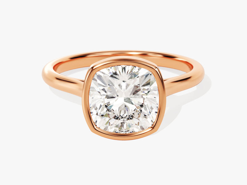 Bezel Cushion Moissanite Engagement Ring (3.00 CT)