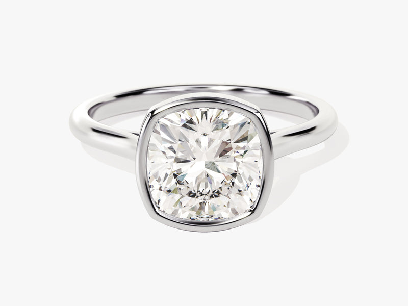 Bezel Cushion Moissanite Engagement Ring (3.00 CT)