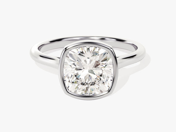 Bezel Cushion Diamond Engagement Ring (3.00 CT)