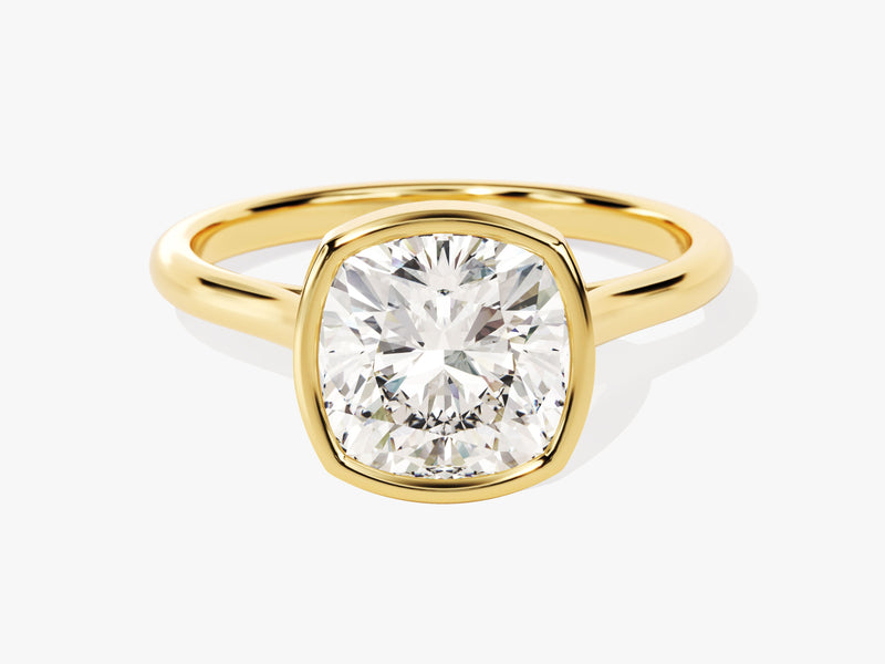 Bezel Cushion Lab Grown Diamond Engagement Ring (3.00 CT)