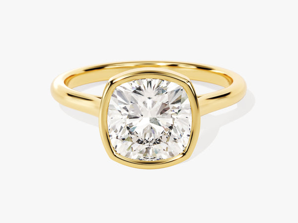 Bezel Cushion Moissanite Engagement Ring (3.00 CT)