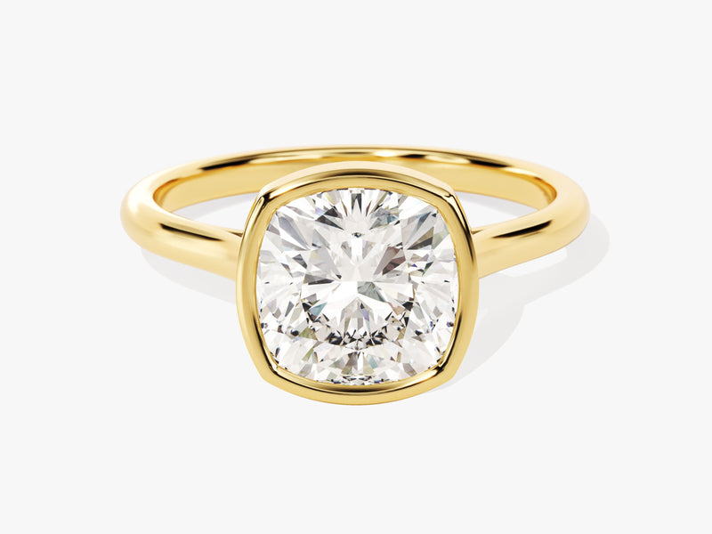 Bezel Cushion Moissanite Engagement Ring (3.00 CT)
